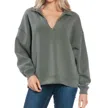 Ariella Two Piece Scuba V Neck Set In Olive In Green