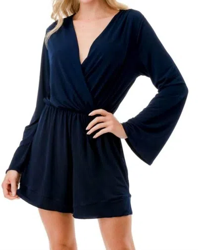 Ariella V-neck Romper In Navy In Blue