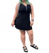 Ariella Women's Paula Zipper V Neck Swing Dress In Black In Black