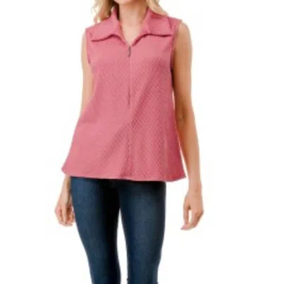 Ariella Zip Sleeveless Top In Mauve In Pink
