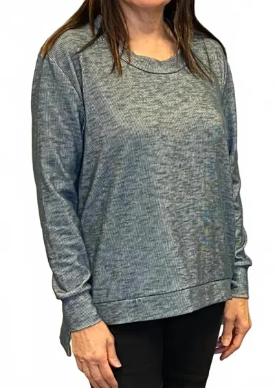 Ariella Zipper Detail Hi-lo Top In Green In Gray