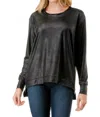 ARIELLA ZIPPER HI LO TOP IN BLACK