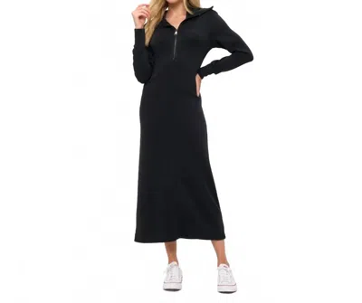Ariella Zipper Midi Dress In Black
