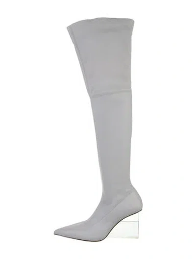 Pre-owned Arielle Baron Leather Sock Boots In White