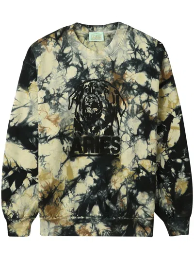 Aries Abstract-print Cotton Sweatshirt In Black
