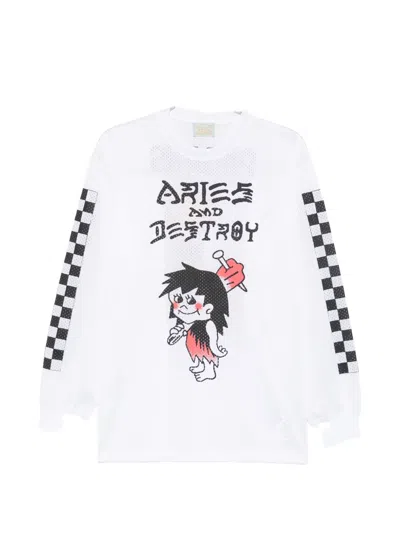 Aries Airtex Graphic-print T-shirt In White
