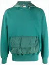 Aries Arise Relaxed-fit Teal Hoodie With Oversized Pockets In Green