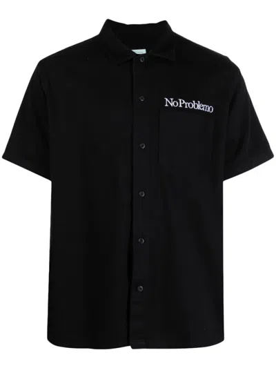 ARIES BLACK LOGO SHORT SLEEVES SHIRT