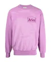 Aries Temple Brand-print Faded-wash Cotton-jersey Sweatshirt In Pink