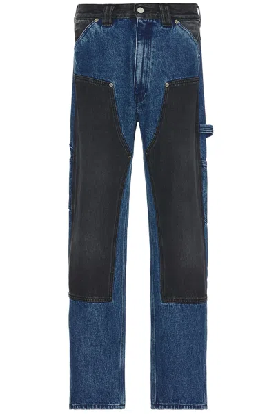 Aries Colourblocked Denim Carpenter Jean In Black & Blue