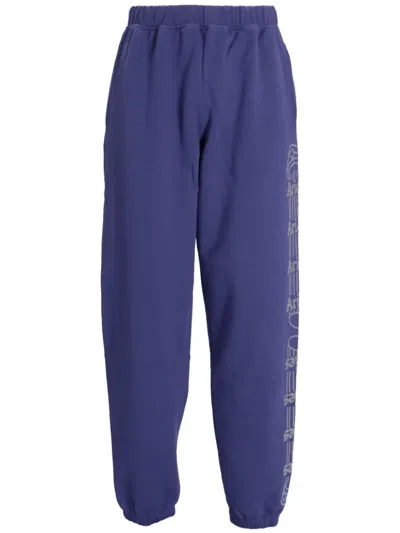 Aries Column-print Cotton Track Pants In Blue
