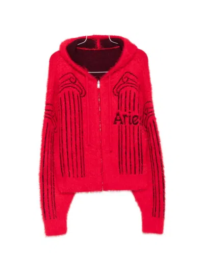 Aries Column-print Zip-fastening Hoodie In Multi