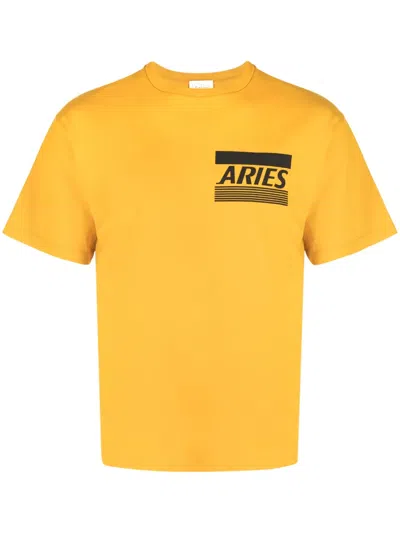 Aries Logo-print Cotton T-shirt In Orange