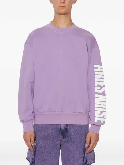 Aries Cotton Press Gothic Sweatshirt In Purple