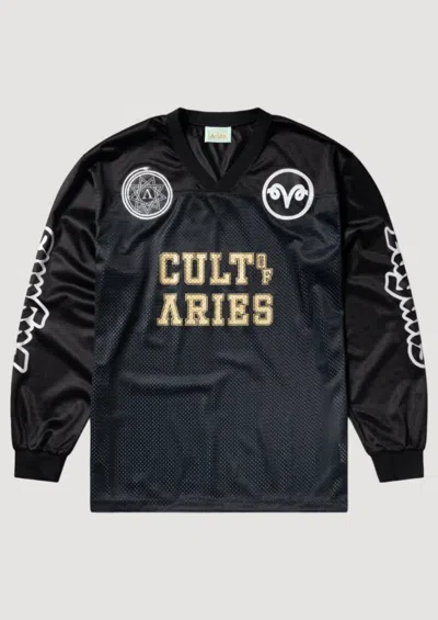 Aries Cult Leader Airtex Longsleeve In Black