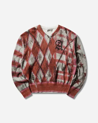 Aries Digi Patchwork V Neck Knit Sweater In Multi