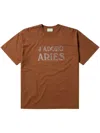 Aries Embellished-logo T-shirt In Brown