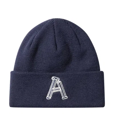 Aries Embroidered Column Beanie In Blue