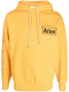 Aries Embroidered-logo Pullover Hoodie In Gelb