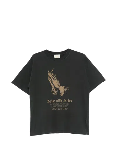 Aries Faded Arise With Ss T-shirt In Black