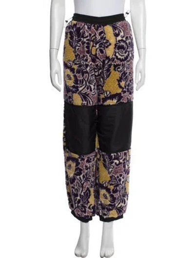 Pre-owned Aries Faux Fur Floral Print Sweatpants In Purple