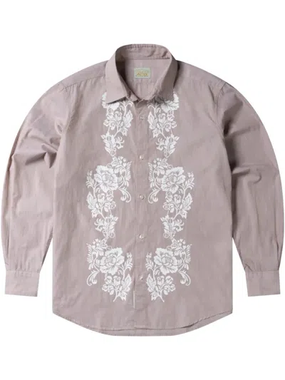 Aries Floral Print Shir In Brown