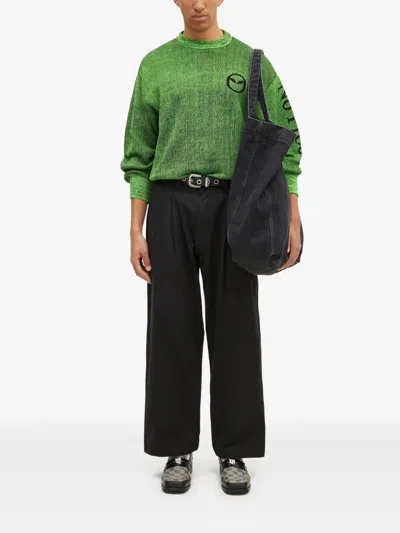 Aries Glitch Alien-o Knit Sweater In Green