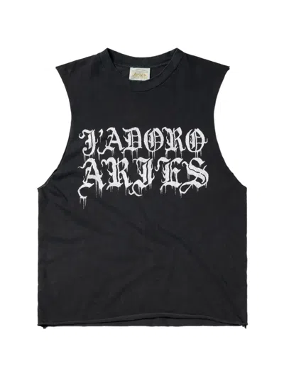 Aries Gothic J'adoro Graphic-print Sleeveless Vest In Black
