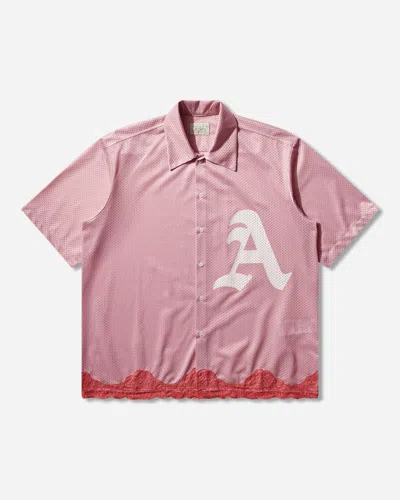 Aries Gothic Lace Airtex Hawaiian Shirt In Pink