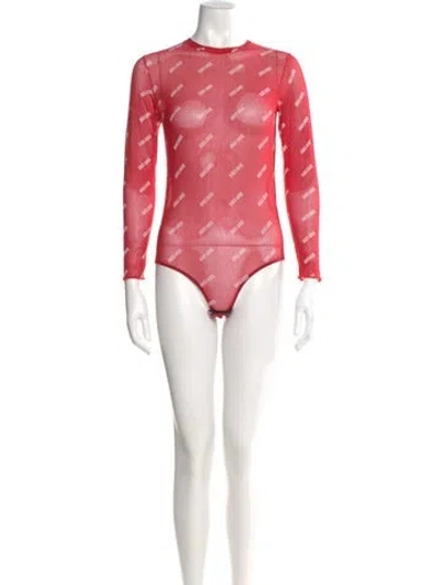 Pre-owned Aries Graphic Print Crew Neck Bodysuit In Pink