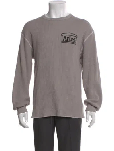 Pre-owned Aries Graphic Print Crew Neck Pullover In Gray