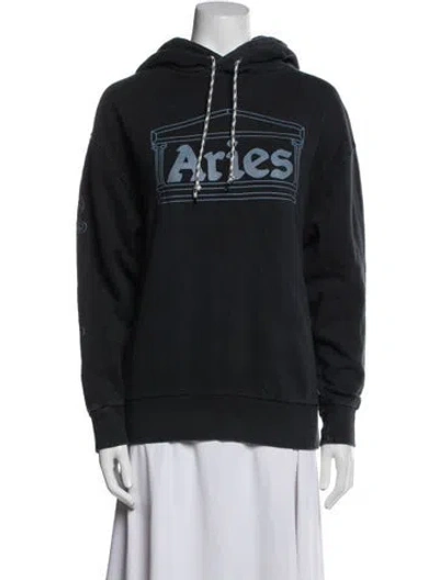 Pre-owned Aries Graphic Print Crew Neck Sweatshirt In Black