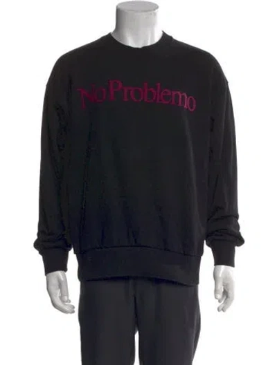 Pre-owned Aries Graphic Print Crew Neck Sweatshirt In Black