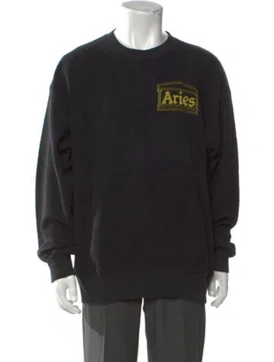 Pre-owned Aries Graphic Print Crew Neck Sweatshirt In Black
