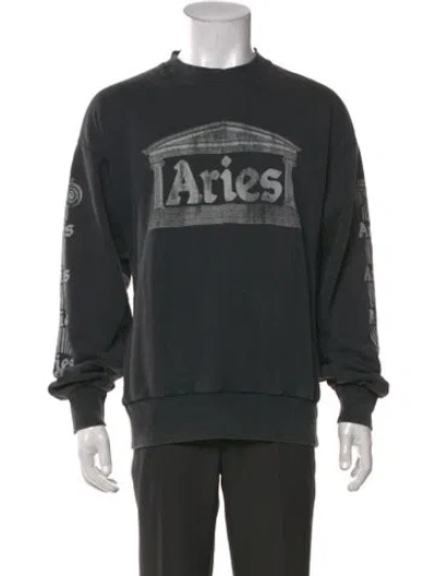Pre-owned Aries Graphic Print Crew Neck Sweatshirt In Grey
