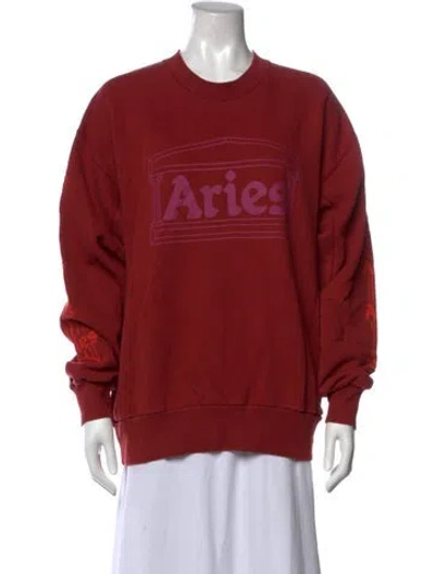 Pre-owned Aries Graphic Print Crew Neck Sweatshirt In Red