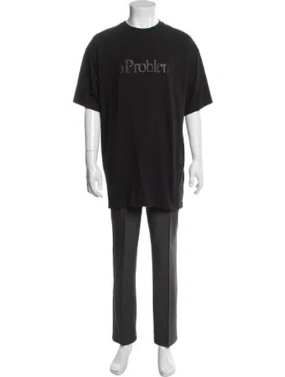 Pre-owned Aries Graphic Print Crew Neck T-shirt In Black
