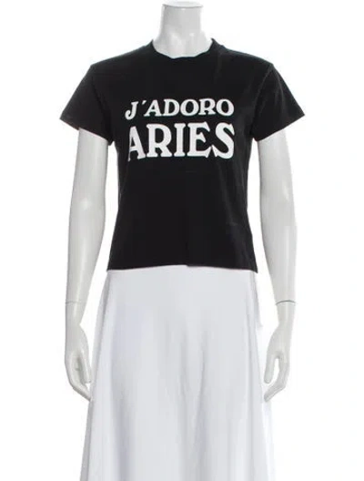 Pre-owned Aries Graphic Print Crew Neck T-shirt In Black