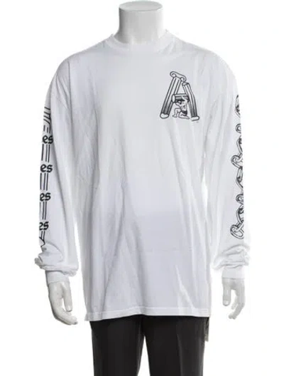Pre-owned Aries Graphic Print Crew Neck T-shirt In White