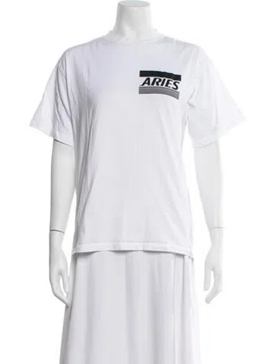 Pre-owned Aries Graphic Print Crew Neck T-shirt In White