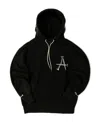 Aries Hoodie With Drawstring Hood And Back Detail In Black