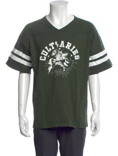 Pre-owned Aries Graphic Print V-neck T-shirt In Green