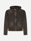 Aries Acid Washed Oversized Hooded Denim Jacket In Brown,orange