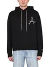 Aries Hoodie With Drawstring Hood And Back Detail In Black