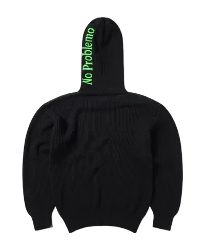 Aries Intarsia-knit Hooded Jumper In Black
