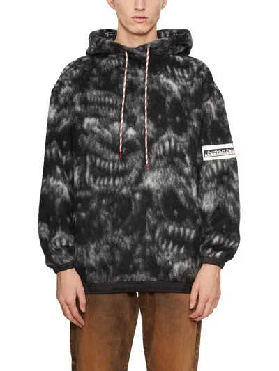 Aries Monster Fleece Hooded Sweatshirt In Black