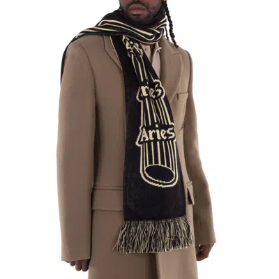 Aries Knitted Column Scarf In Black