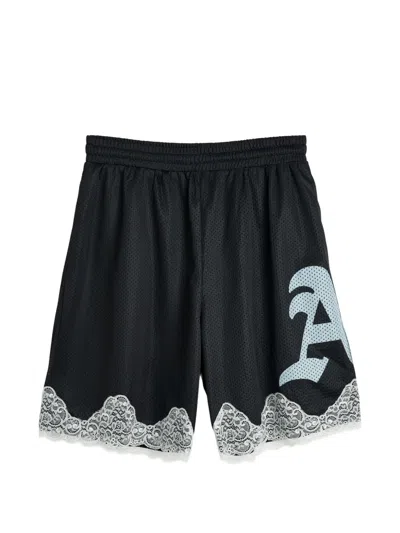 Aries Lace-detail Shorts In Black