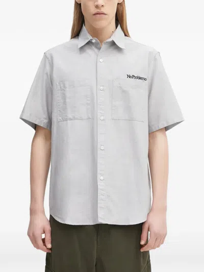 Aries Logo-embroidered Shirt In Gray