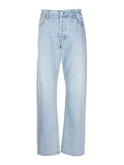 Aries Logo-patch Straight-leg Jeans In Blue